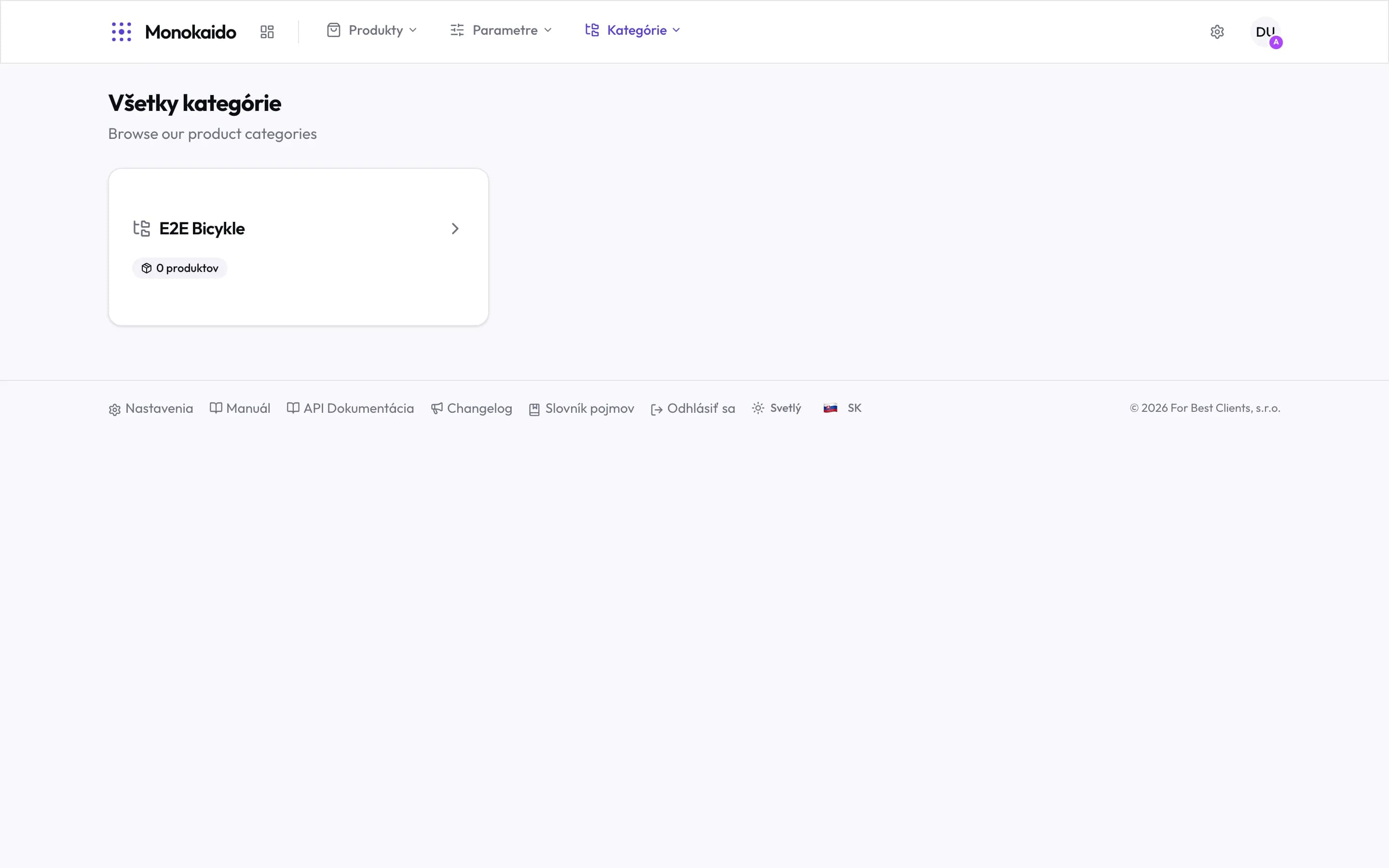 Náhľad obchodu so zoznamom kategórií tak, ako ich uvidí zákazník